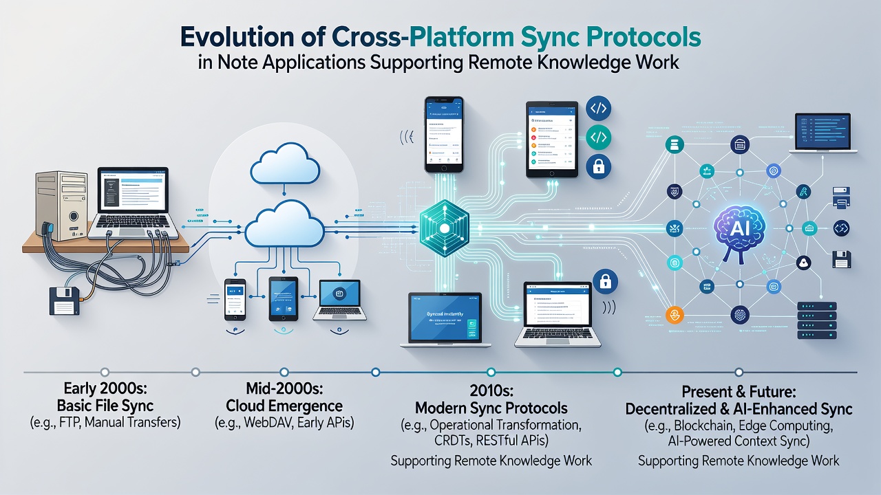 Diagram illustrating CRDT merge operations across multiple devices used by remote knowledge workers